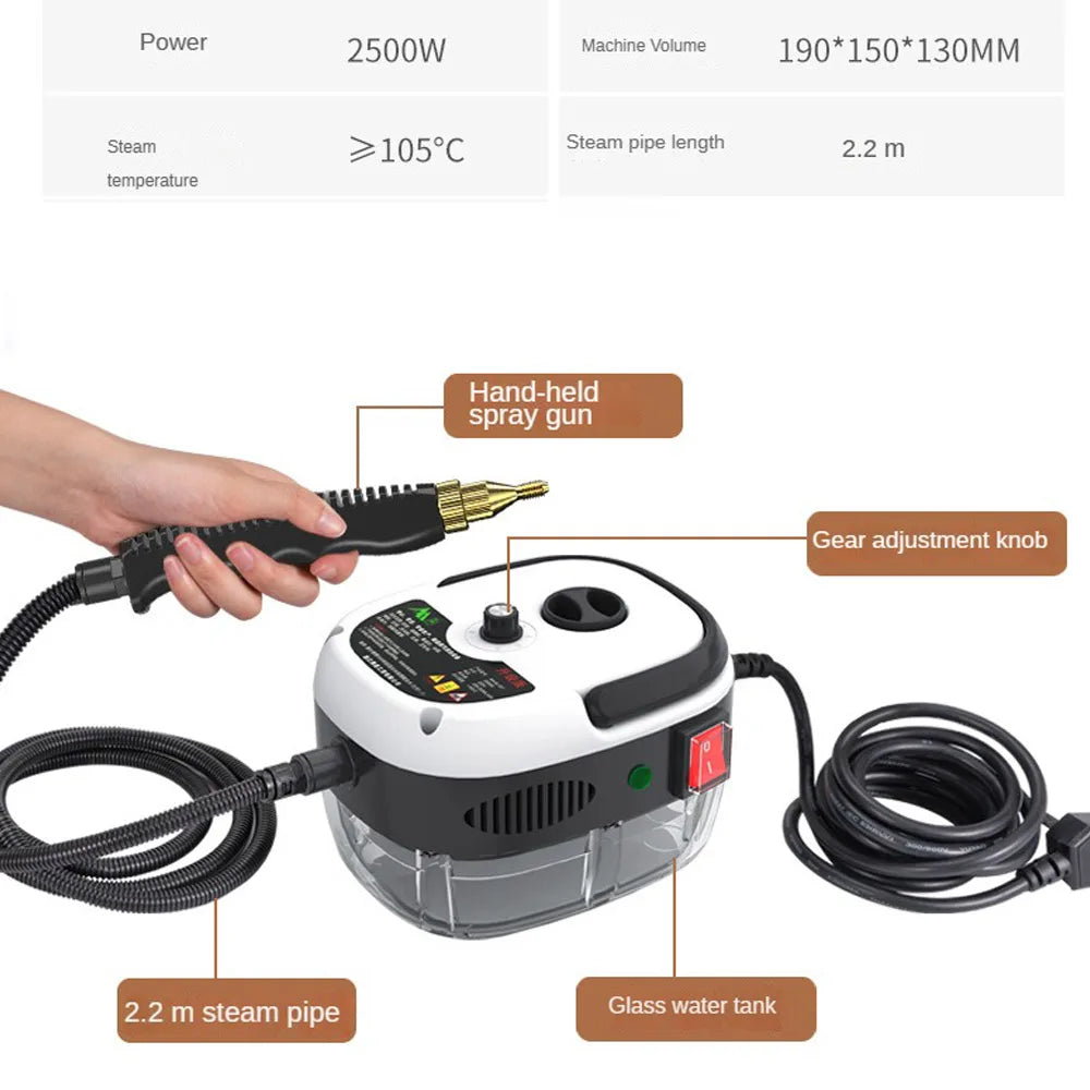 2500W Steam Cleaner High Temperature Sterilization Pressure Jet Washer Machine for Home Car Kitchen Air Conditizer 220V EU Plug